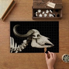Boynuzlu Hayvan Kemikleri Tasarımı 240 Parça Ahşap Puzzle Ahşap Kutuda  MP09653