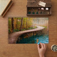 Ahşap Köprü - Göl - Orman  Tasarımı 240 Parça Ahşap Puzzle Ahşap Kutuda  MP09702
