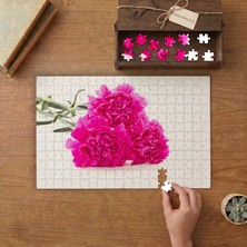 Pembe Karanfiller Tasarımı 240 Parça Ahşap Puzzle Ahşap Kutuda  MP00466