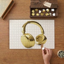 Altın Kulaklık Tasarımı 240 Parça Ahşap Puzzle Ahşap Kutuda  MP00430