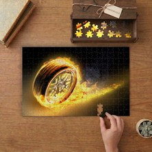 Alevli Araba Lastiği Tasarımı 240 Parça Ahşap Puzzle Ahşap Kutuda  MP00265