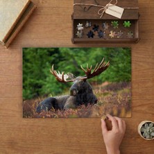 Çayırda Dinlenen Sığın Tasarımı 240 Parça Ahşap Puzzle Ahşap Kutuda  MP09957
