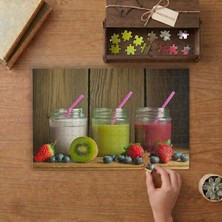 Renkli Smoothie Içecekler Tasarımı 240 Parça Ahşap Puzzle Ahşap Kutuda  MP01313