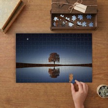 Ağacın Göle Yansıması - Gece - Yıldızlar Tasarımı 240 Parça Ahşap Puzzle Ahşap Kutuda  MP01944