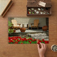 Ahşap Sandalyeler - Lale Bahçesi - Manzara Tasarımı 240 Parça Ahşap Puzzle Ahşap Kutuda  MP01544