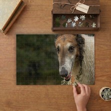 Rus Borzoy Cinsi Köpek Tasarımı 240 Parça Ahşap Puzzle Ahşap Kutuda  MP01093
