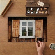 Ahşap Evdeki Beyaz Pencere Tasarımı 240 Parça Ahşap Puzzle Ahşap Kutuda  MP01145