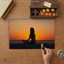 Gün Batımında Yoga Yapan Kadın Tasarımı 240 Parça Ahşap Puzzle Ahşap Kutuda  MP00002