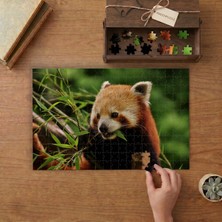 Bambu Yiyen Kızıl Panda Tasarımı 240 Parça Ahşap Puzzle Ahşap Kutuda  MP05445