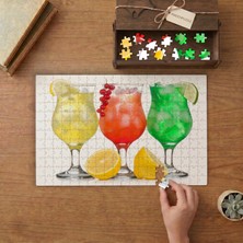 Renkli Meyve Kokteylleri Tasarımı 240 Parça Ahşap Puzzle Ahşap Kutuda  MP01721