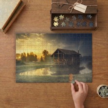 Göl Kenarındaki Ahşap Ev Tasarımı 240 Parça Ahşap Puzzle Ahşap Kutuda  MP05256