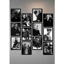 Nt Handmade Atatürk Resimleri 12’li Tablo Seti – Uv Baskılı Mdf Çerçeve Görünümlü Şık Duvar Dekorasyonu