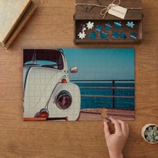 Deniz Kenarında Nostaljik Araba Tasarımı 240 Parça Ahşap Puzzle Ahşap Kutuda  MP01439