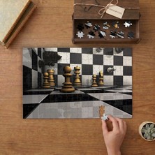 Satranç Oyunu - Illüzyon Tasarımı 240 Parça Ahşap Puzzle Ahşap Kutuda  MP02036