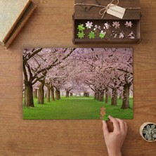 Sıralı Sakura Ağaçları Tasarımı 240 Parça Ahşap Puzzle Ahşap Kutuda  MP08016