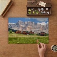 Dağların Eteğindeki Ahşap Evler Tasarımı 240 Parça Ahşap Puzzle Ahşap Kutuda  MP04905