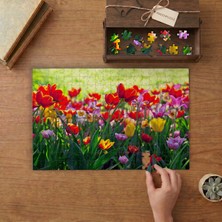 Renkli Lale Bahçesi Tasarımı 240 Parça Ahşap Puzzle Ahşap Kutuda  MP08860