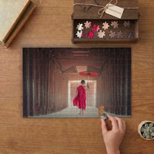 Şemsiye Budizm Keşiş  Tasarımı 240 Parça Ahşap Puzzle Ahşap Kutuda  MP04076