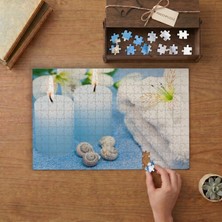 Mavi Mumlar - Beyaz Çiçekler - Terapi Tasarımı 240 Parça Ahşap Puzzle Ahşap Kutuda  MP02028
