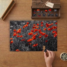 Kırmızı Gelincik Tarlası Tasarımı 240 Parça Ahşap Puzzle Ahşap Kutuda  MP08706