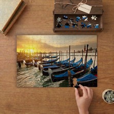 Italya Günbatımı - Gondollar - Şehir Manzarası Tasarımı 240 Parça Ahşap Puzzle Ahşap Kutuda  MP01540