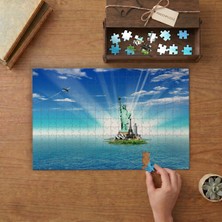 Özgürlük Heykeli- Eyfel Kulesi Tasarımı 240 Parça Ahşap Puzzle Ahşap Kutuda  MP00420