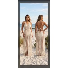 Special Sign Freya Özel Üretim Örme Sırt Dekolteli Pamuklu Bikini Üstü Beach Club Plaj Sahil Elbise
