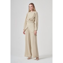 Garmi Kadın Çapraz Bel Bağlamalı Takım Beige