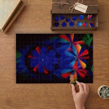 Fraktal Desen Mavi Kırmızı Tonları Tasarımı 240 Parça Ahşap Puzzle Ahşap Kutuda  MP00219