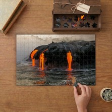 Denize Dökülen Lav Parçaları Tasarımı 240 Parça Ahşap Puzzle Ahşap Kutuda  MP07587
