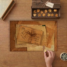 Vintage Eski Mektuplar Tasarımı 240 Parça Ahşap Puzzle Ahşap Kutuda  MP00435