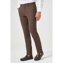 İmza Kahverengi Yan Cep Slim Fit Esnek Chino Pantolon 1003260154