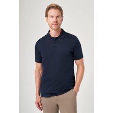 İmza Lacivert Polo Yaka Kısa Kol Cepli Comfort Fit %100 Pamuk Tişört 1011260163