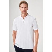 İmza Beyaz Polo Yaka Kısa Kol Cepsiz Comfort Fit %100 Pamuk Tişört 1011260162