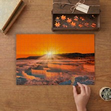 Günbatımında Pamukkale  Tasarımı 240 Parça Ahşap Puzzle Ahşap Kutuda  MP02212