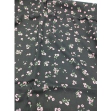 Elna Kumaş Siyah Pembe Çiçekli Pamuk Viskon Kumaş – Hafif | 150 cm En