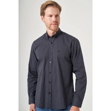 İmza Siyah-Beyaz Düğmeli Yaka Uzun Kol Cepli Comfort Fit %100 Pamuk Gömlek 1004260212