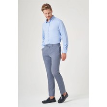 İmza Lacivert Yan Cep Filafil Desen Slim Fit Esnek Pantolon 1003260152