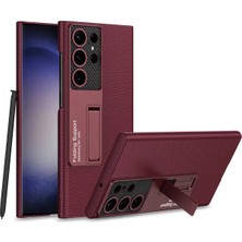 Halkhouse Galaxy S24 Ultra Kılıf Kıpta Standlı Deri Görünümlü Kamera Korumalı Kapak