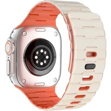Uravas Store Newface Apple Watch Ultra 49MM Wowen Kordon - Beyaz-Turuncu