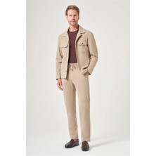 İmza Bej Berberi Yaka Örme Beli Lastikli 6 Drop Slim Fit Astarsız Esnek Takım Elbise 1001260177