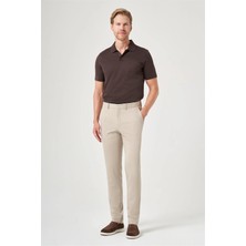 İmza Krem Rengi Yan Cep Slim Fit Esnek Chino Pantolon 1003260154