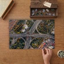 Kuşbakışı Otoyollar ve Viyadükler  Tasarımı 240 Parça Ahşap Puzzle Ahşap Kutuda  MP09574