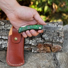 Köse Mehmet Katlanır Model  - Damascus Çelik - Stabilize Sap - 15 cm