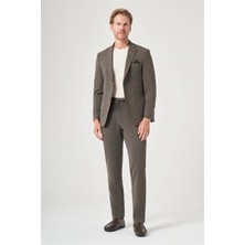 İmza Haki Mono Yaka 6 Drop Slim Fit Beli Lastikli Takım Elbise 1001260194