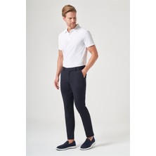 İmza Lacivert Yan Cep Örme Slim Fit Casual Pamuklu Chino Pantolon 1003260905