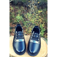 TUX Kadın Casual Babet Ayakkabı Siyah - Gümüş Renk