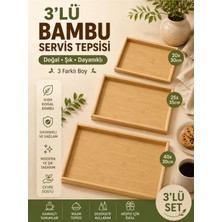 Karsan Mozaik 3’lü Bambu Ahşap Sunum ve Dekoratif Organizer Tepsi Seti