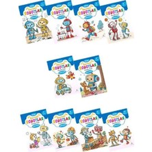 TUX Sevimli Robotlar Boyoma Kitabı Çıkartmalı (10 Set)