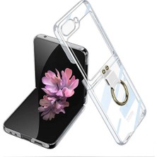 Halkhouse Samsung Galaxy Z Flip 6 Kılıf Yüzüklü Şeffaf Arka Yüzey Renkli Çerçeve Kıpta Kapak